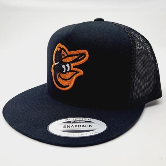 Other - Baltimore Orioles Flat Bill Trucker Mesh Snapback Cap Hat Black Baseball Sports
